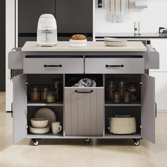 Kitchen Island With Trash Can Storage Cabinet