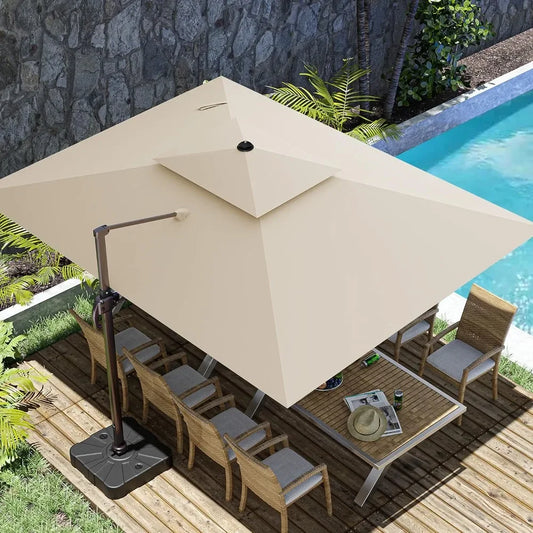 10x13FT Large Rectangle Cantilever Outdoor Patio Umbrellas