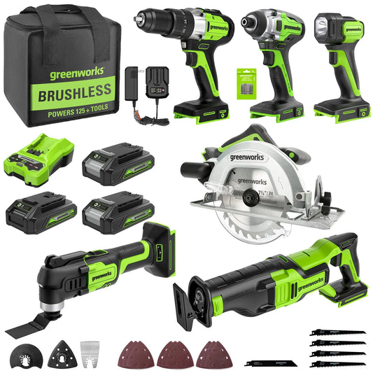 24V Combo Kit: Hammer Drill Impact Driver Reciprocating & Circular Saws