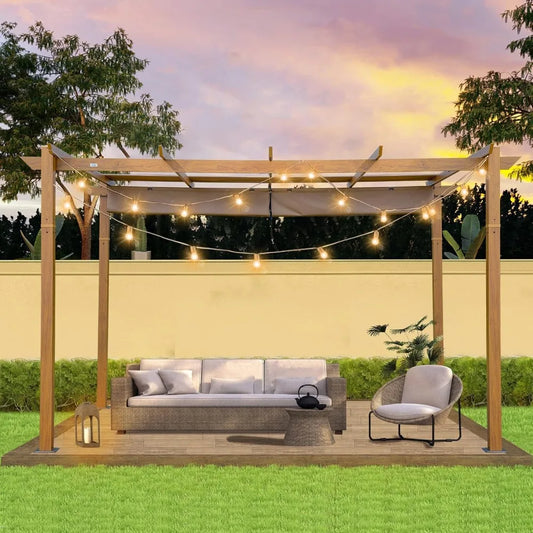 10'x13'Outdoor Retractable Pergola, Gazebo