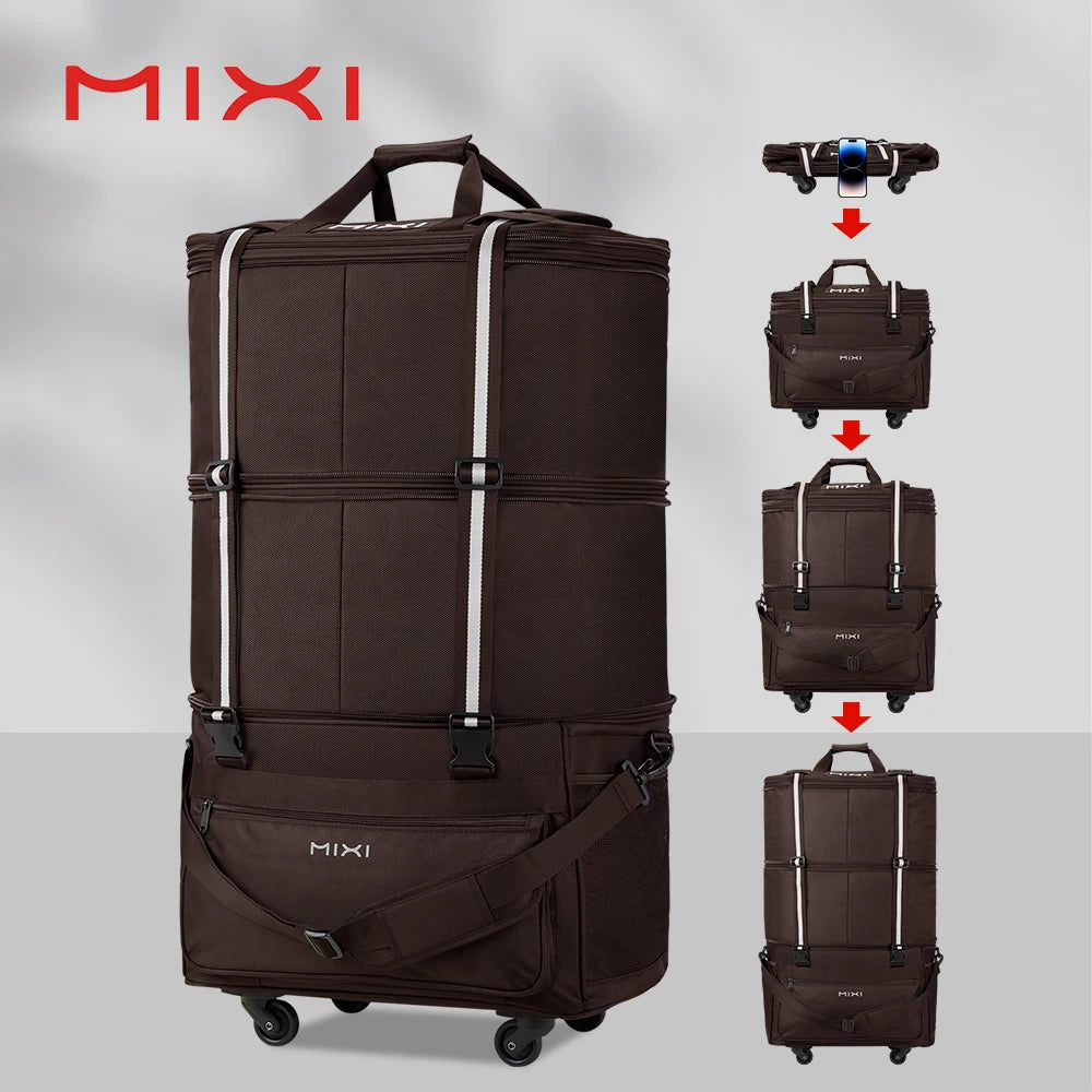 Mixi Foldable Travel Bag Hand Carry Duffel Bag with Wheels