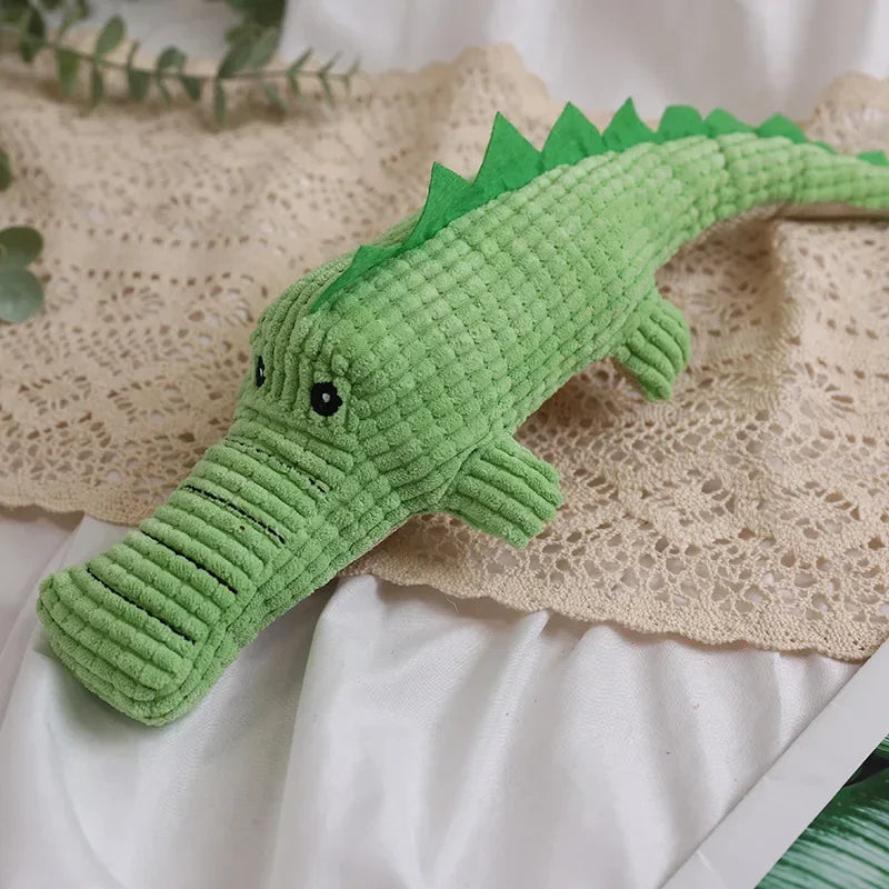 Crocodile Shape Plush Dog Squeaky Toys for Small Medium Dogs