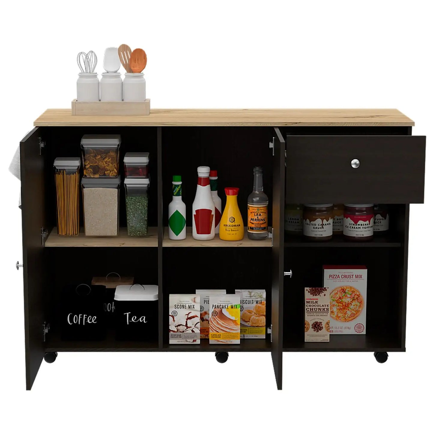 Kitchen Island Cart Victoria, Four Interior Shelves