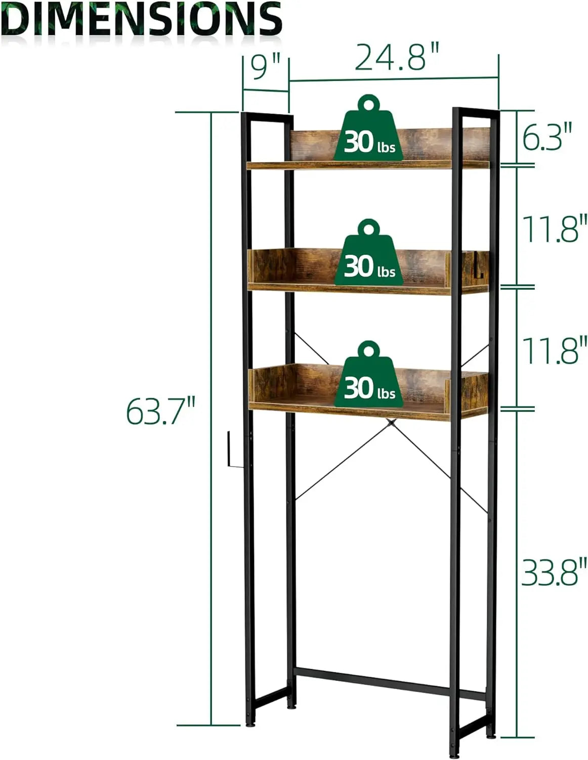 OverThe-Toilet Storage 3Tier Bathroom Organizer Shelf