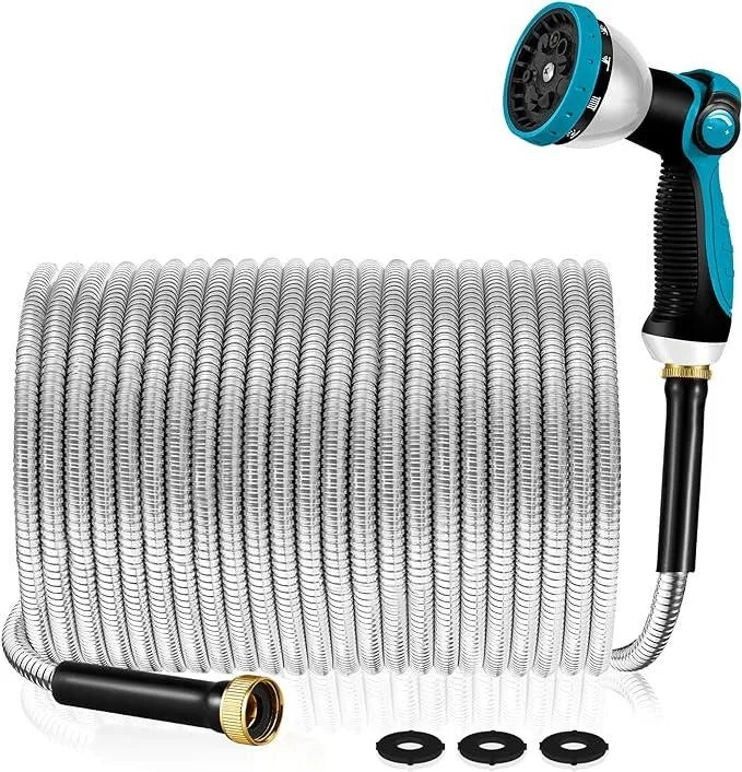 100FT 50FT Stainless Steel Garden Hose Kink-Free