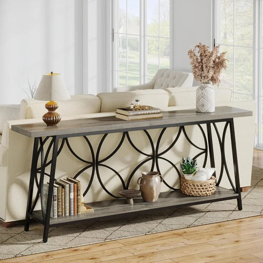 70.9-Inch Sofa Table, 2-Tier Narrow Console Table