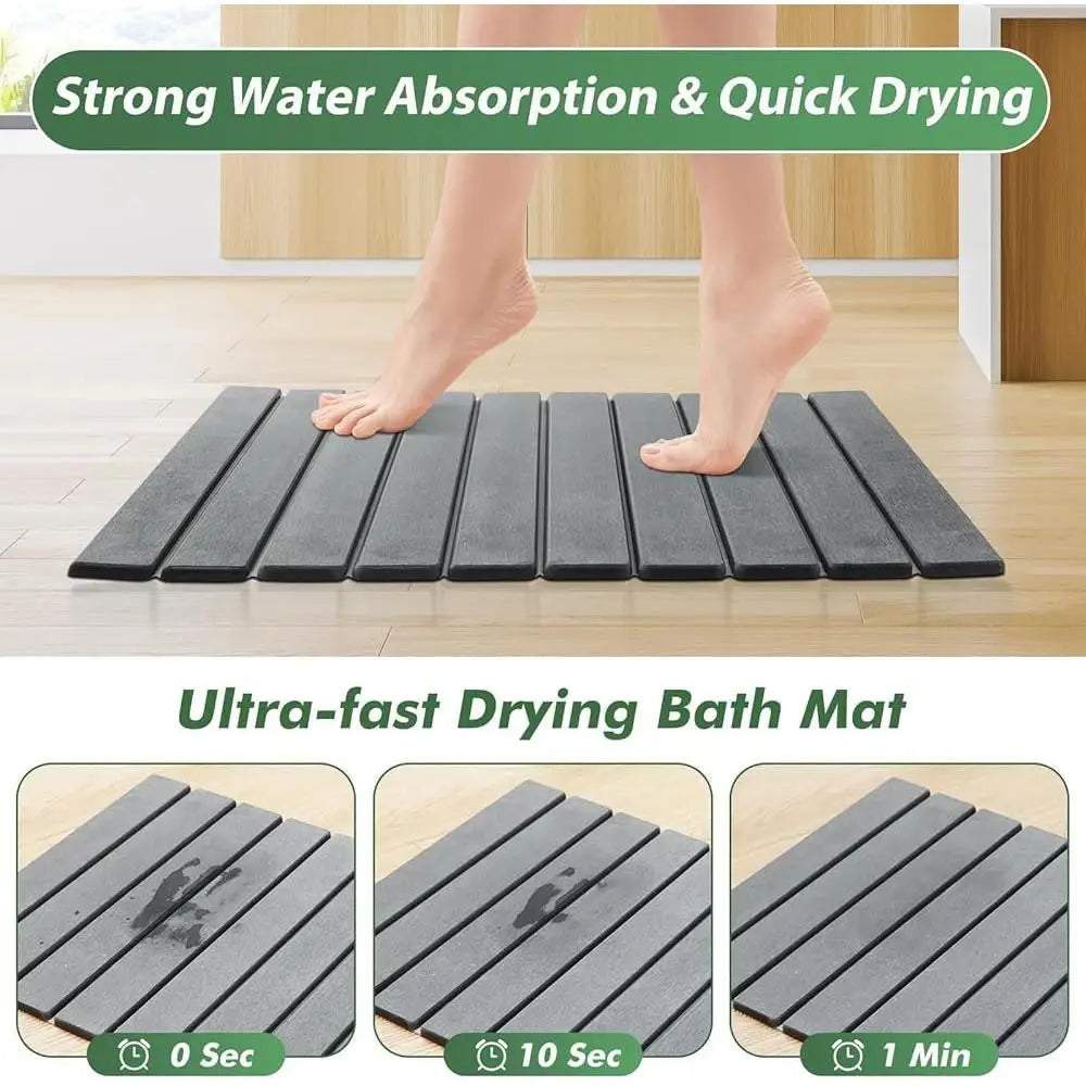 Dutrieuxcn Stone Bath Mat Set Quick Dry Non Slip Diatomite