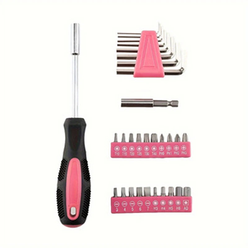 39-Piece All-Purpose Household Pink Tool Kit