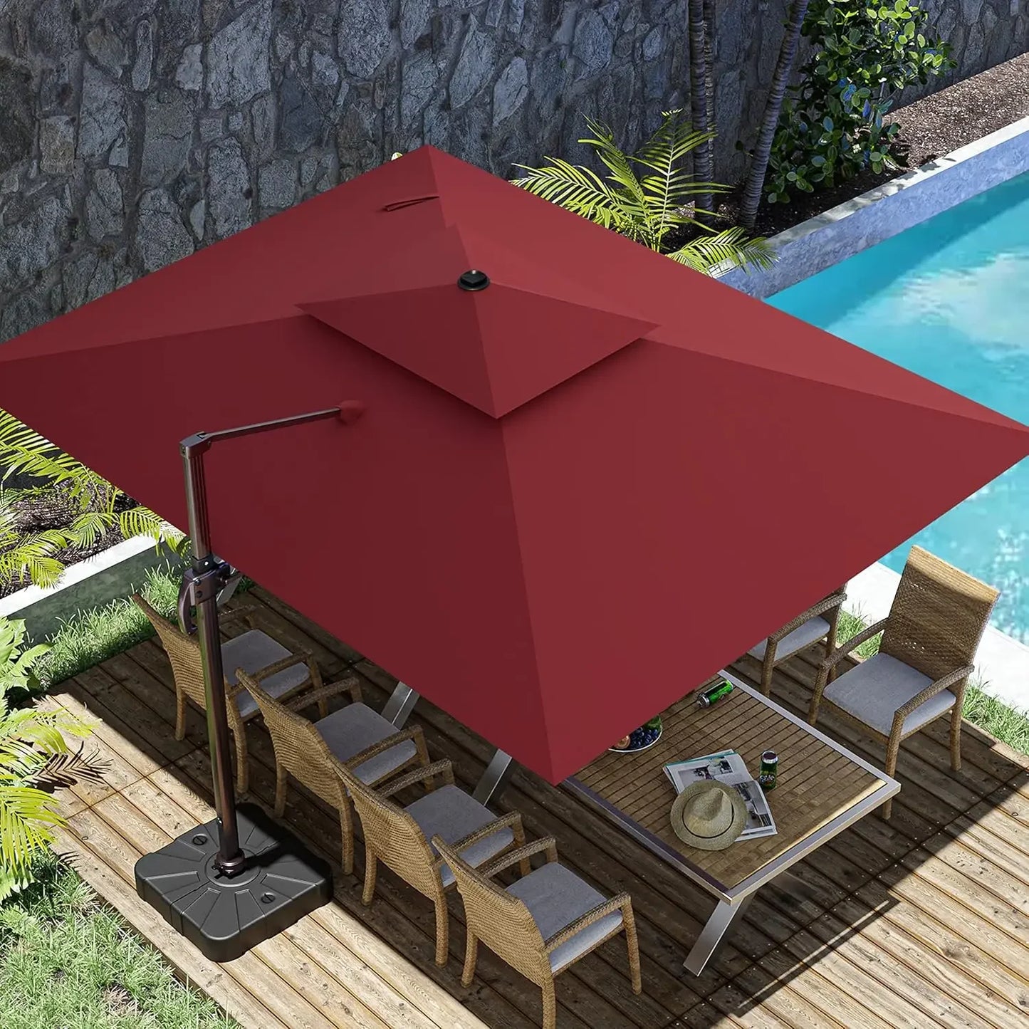 10x13FT Large Rectangle Cantilever Outdoor Patio Umbrellas