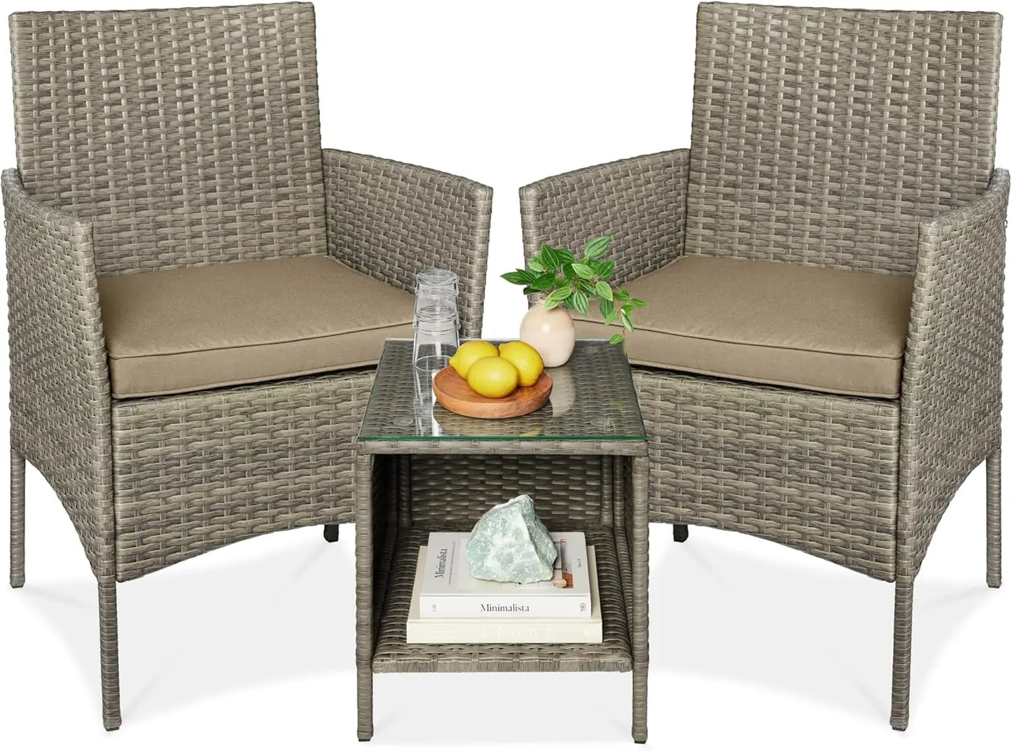 3-Piece Outdoor Wicker Bistro Set