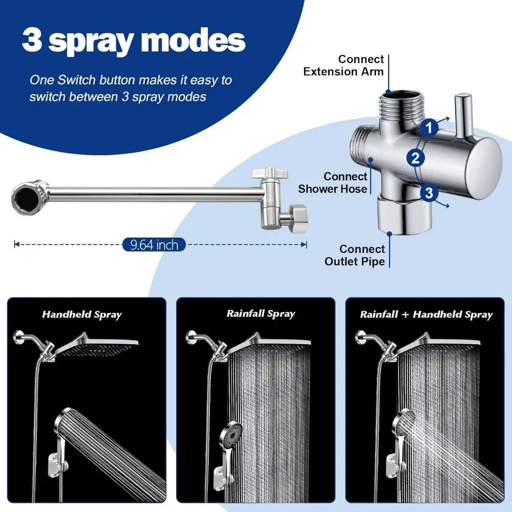 14”Rain Shower Head with Handheld Spray Combo