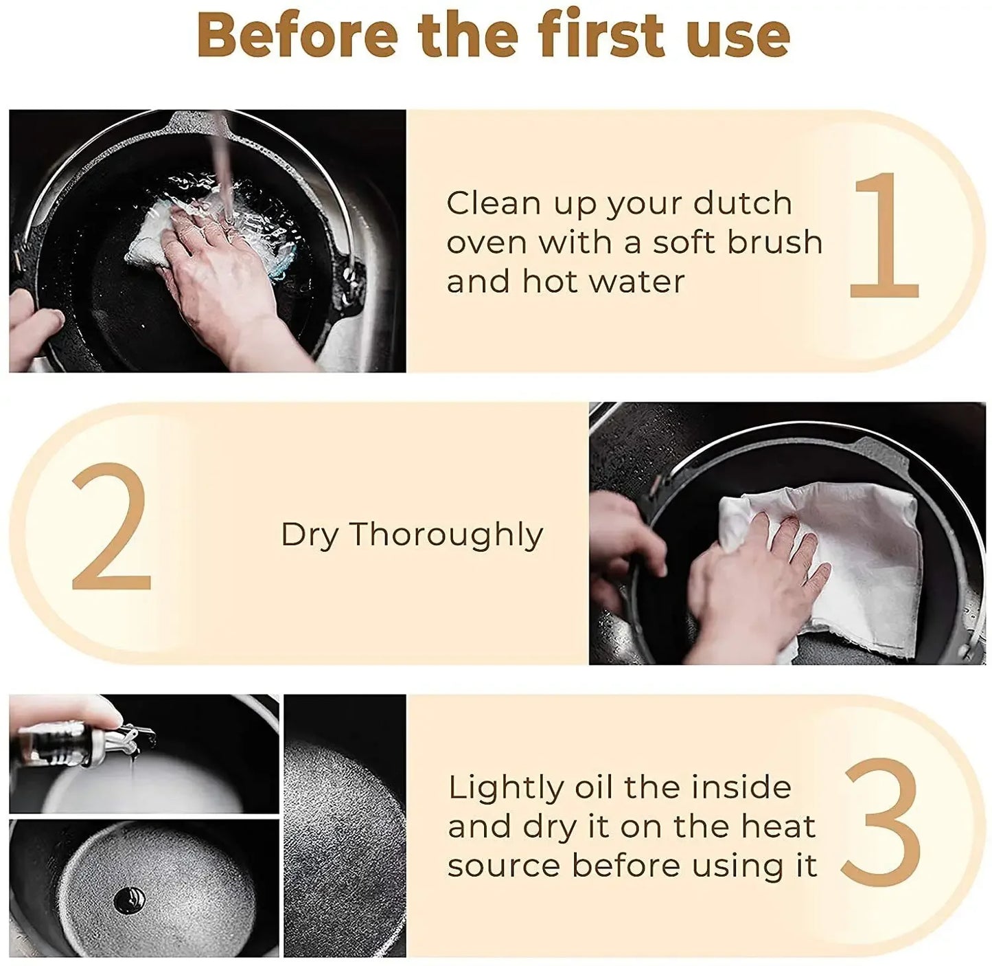 Femor 12 L Cast Iron Dutch Oven  BBQ Roaster