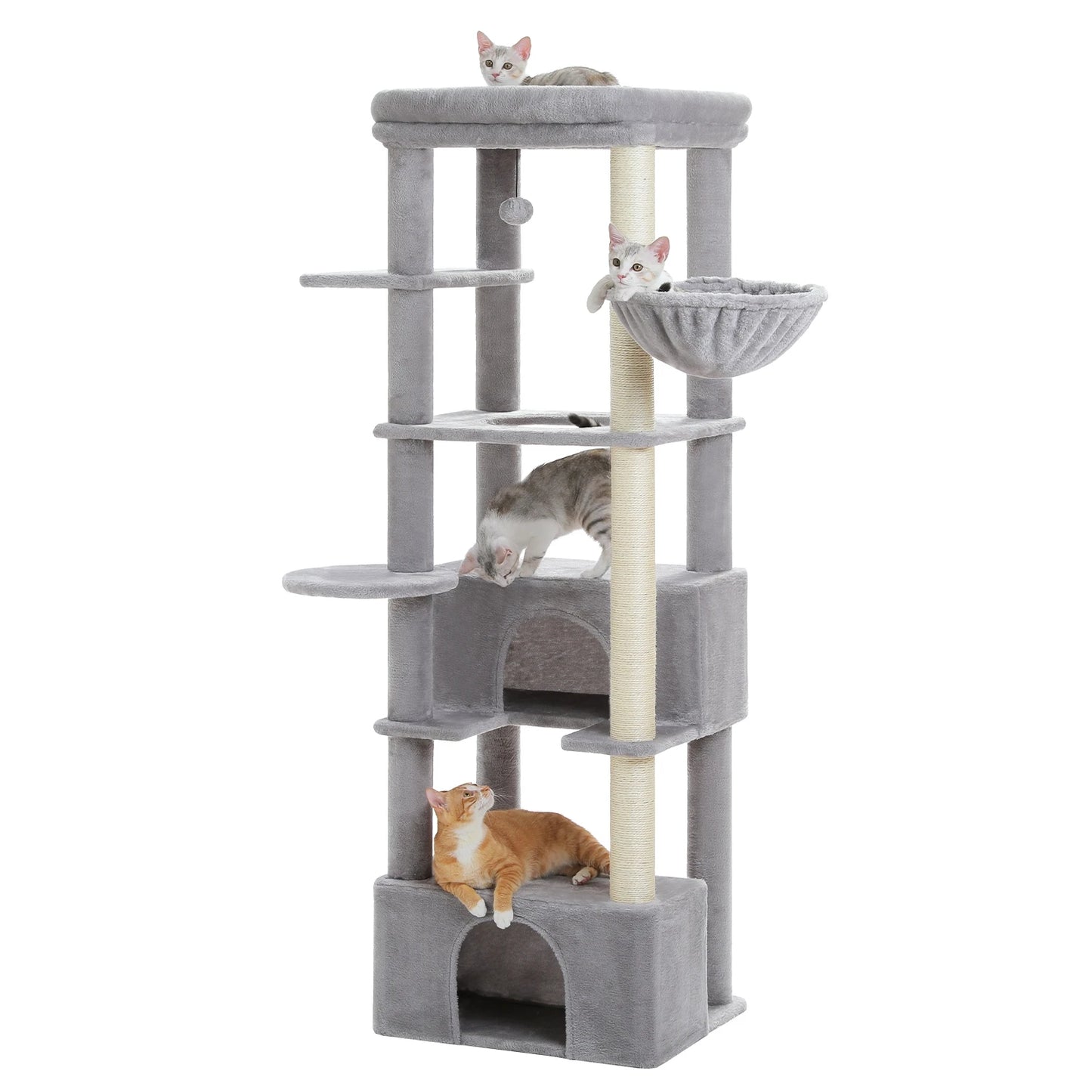 68'' Cat Tree for Large Cats 20 lbs Heavy Duty, Top Perch [21'' x 17''], 2 L