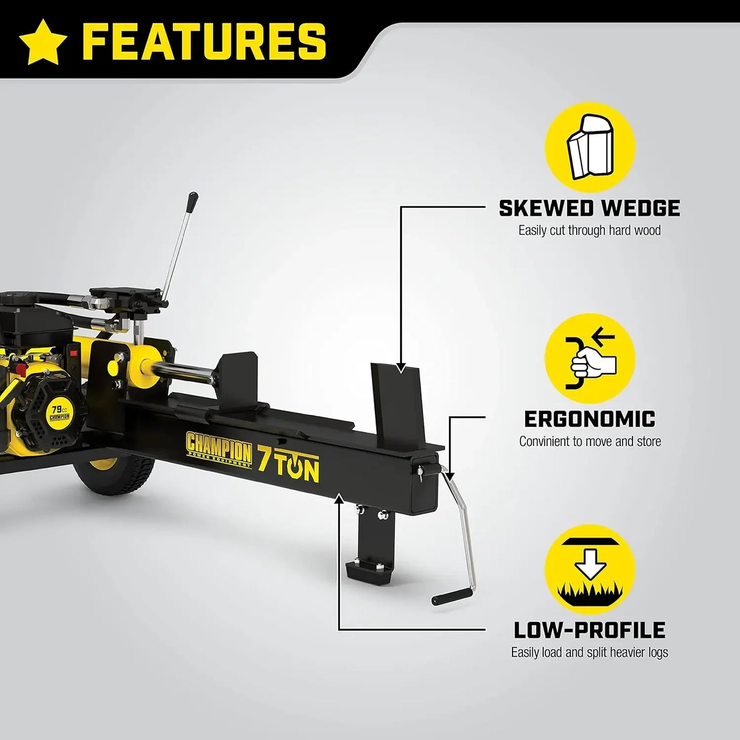 7-Ton Compact Horizontal Gas Log Splitter