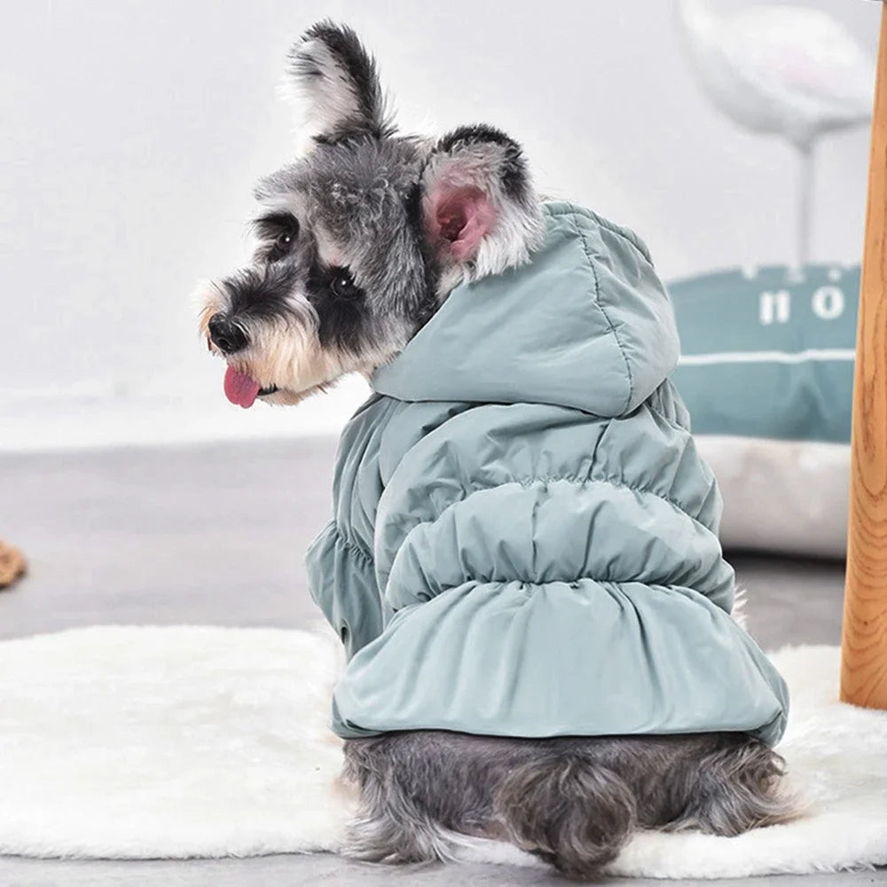 Winter Warm Dog Dress Floral Bubble Skirt Hoodie Coat