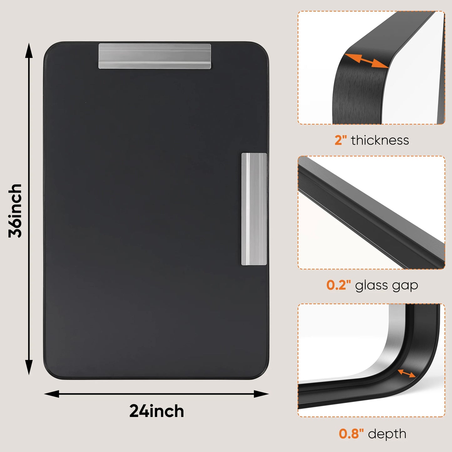 Matte Metal Framed Bathroom Mirror for Wall