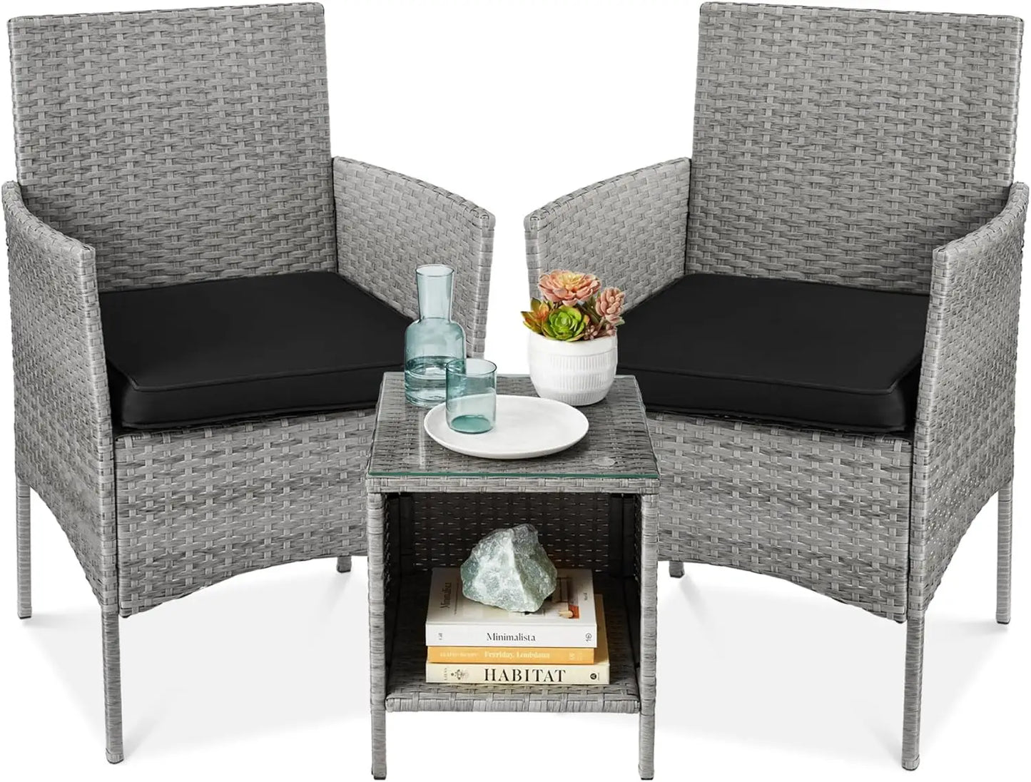 3-Piece Outdoor Wicker Bistro Set