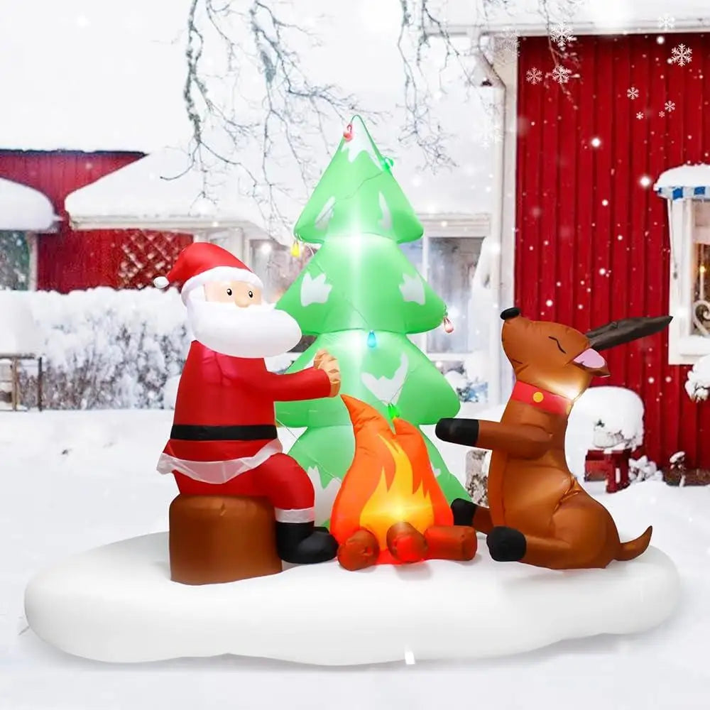 8FT Inflatable Christmas Tree Santa Claus Reindeer LED Lights