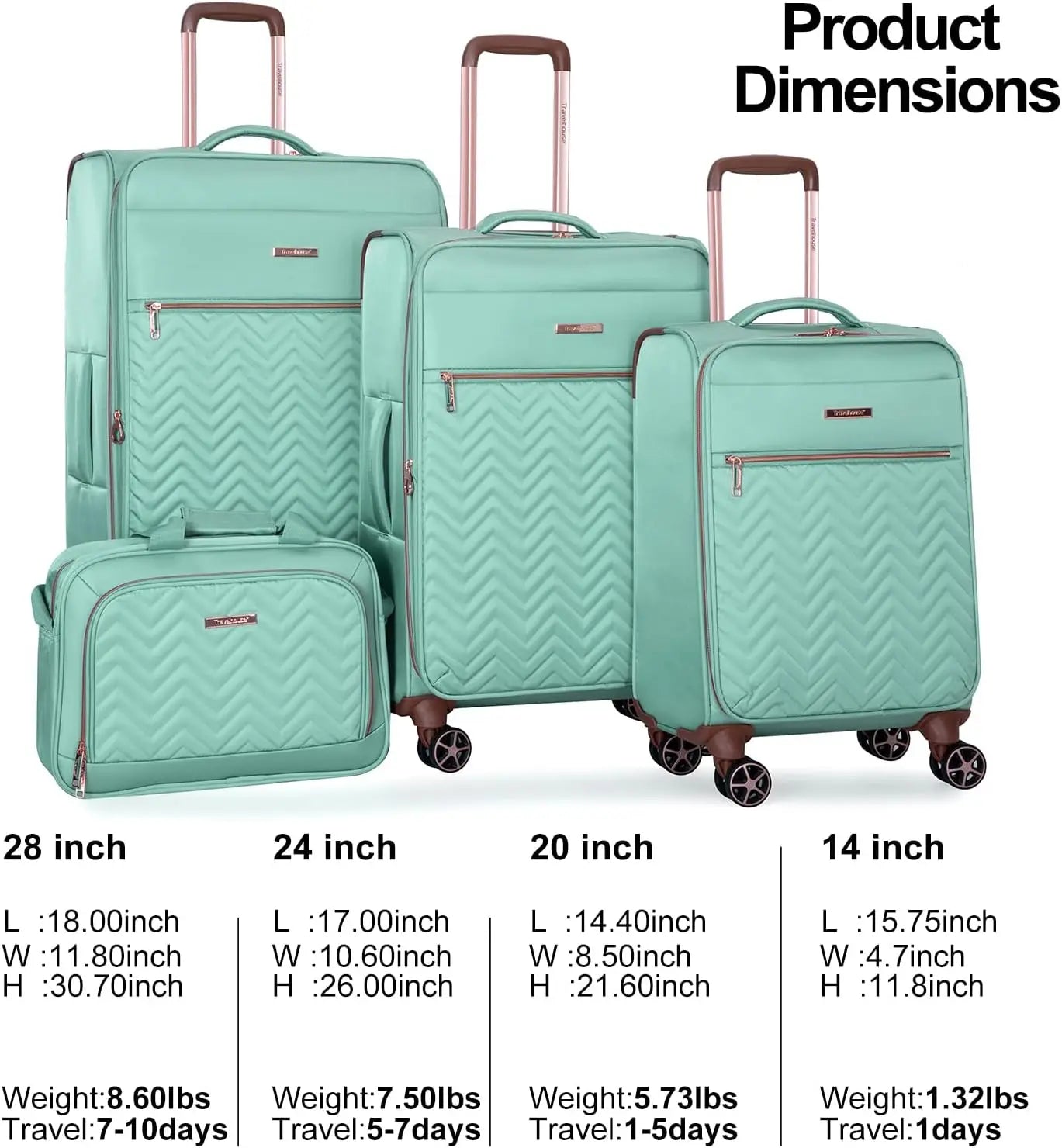 Travelhouse 4 Piece Luggage Set Softside Expandable Lightweight