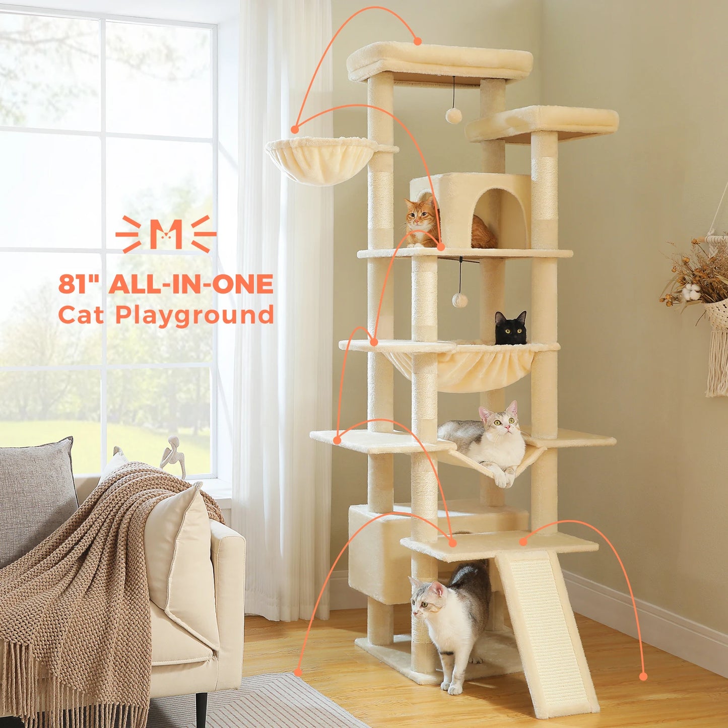 PAWZ Road Multi Level Cat Tree Tower With Scratching Posts
