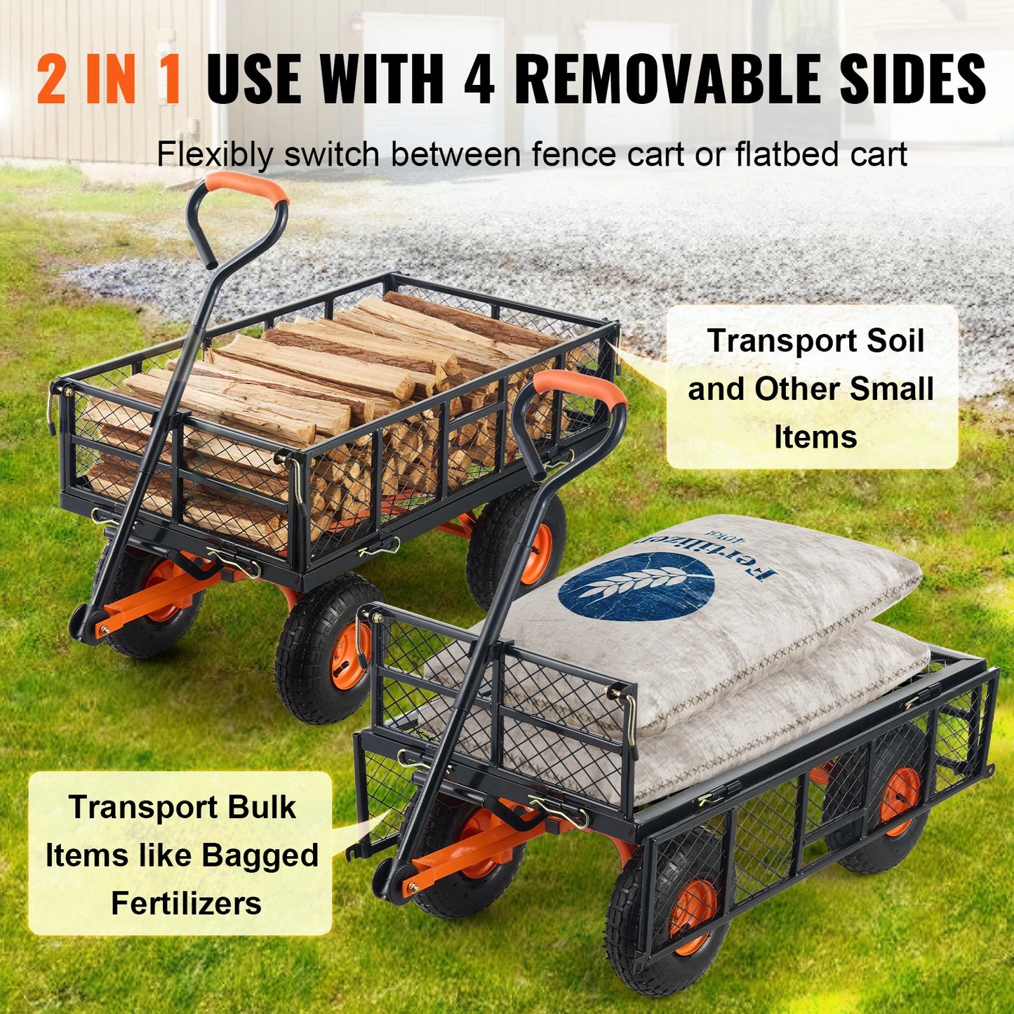 Sturdy Metal Garden Utility Wagon