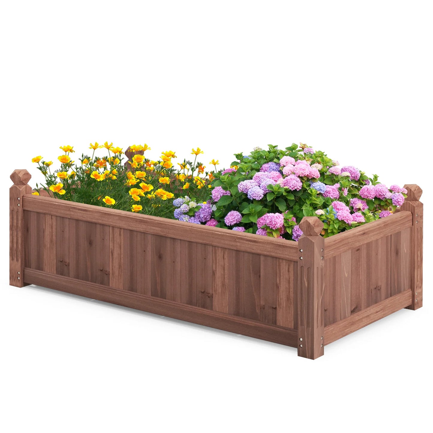 Wooden Raised Garden Bed Planter With Drainage Corners