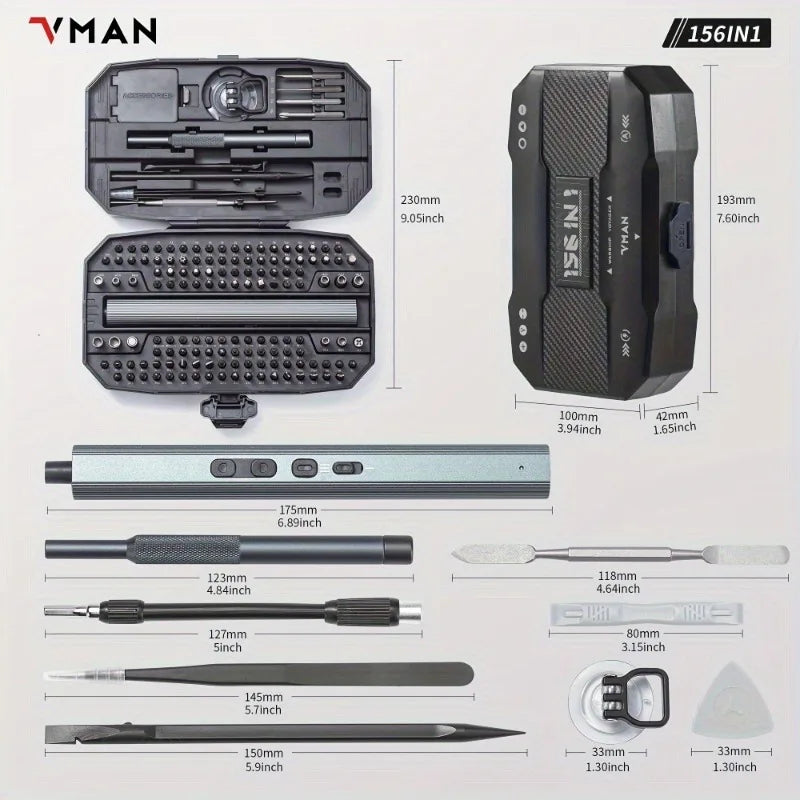 VMAN 156in1 Mini Electric Screwdriver Set