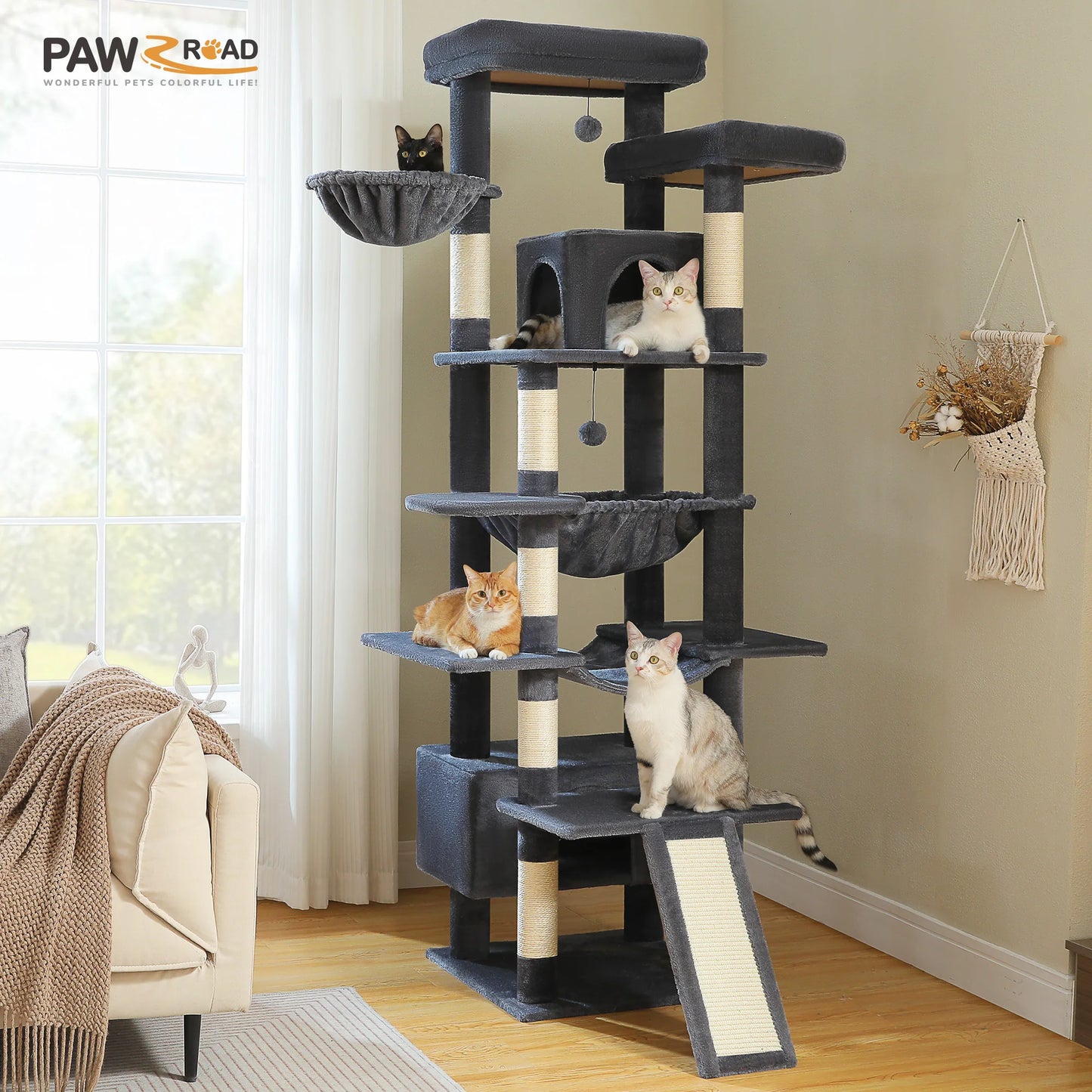 PAWZ Road Multi Level Cat Tree Tower With Scratching Posts