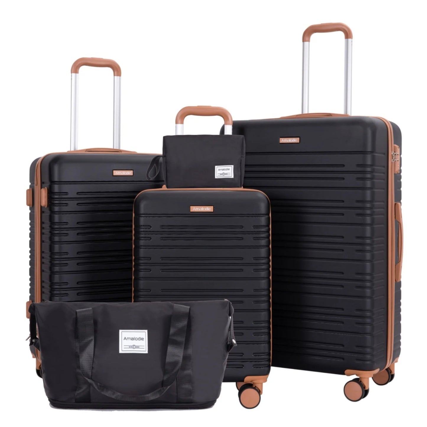 Luggage sets 5 Pieces, Hardshell Suitcase set with Double Spinner Wheel