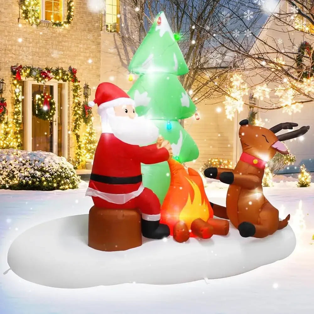 8FT Inflatable Christmas Tree Santa Claus Reindeer LED Lights