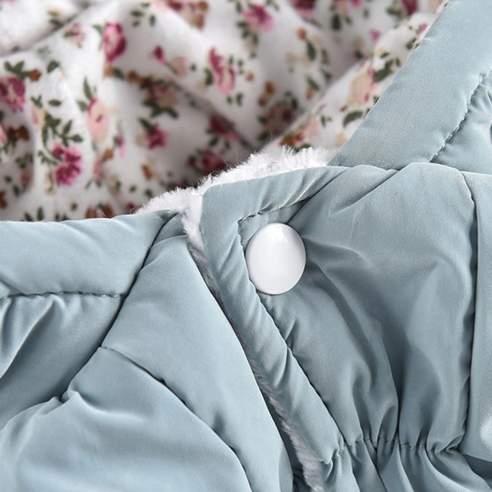 Winter Warm Dog Dress Floral Bubble Skirt Hoodie Coat