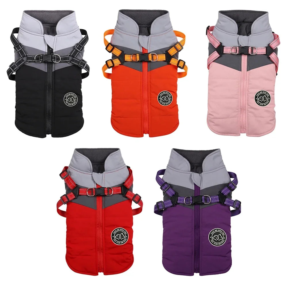 Winter Dog Harness Vest Clothes Puppy Clothing Waterproof