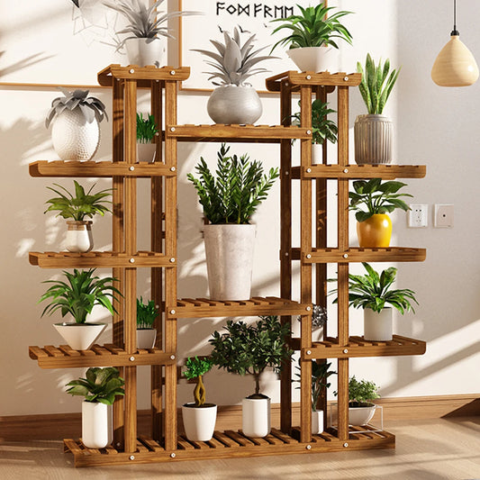 Large 11 Tiered Wood Plant Stand