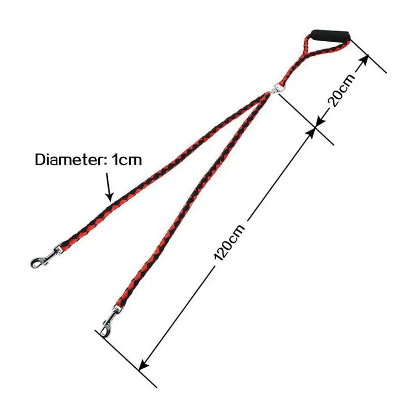 1.4m Pet Double Leash 2 Way Couplers Dog Leash