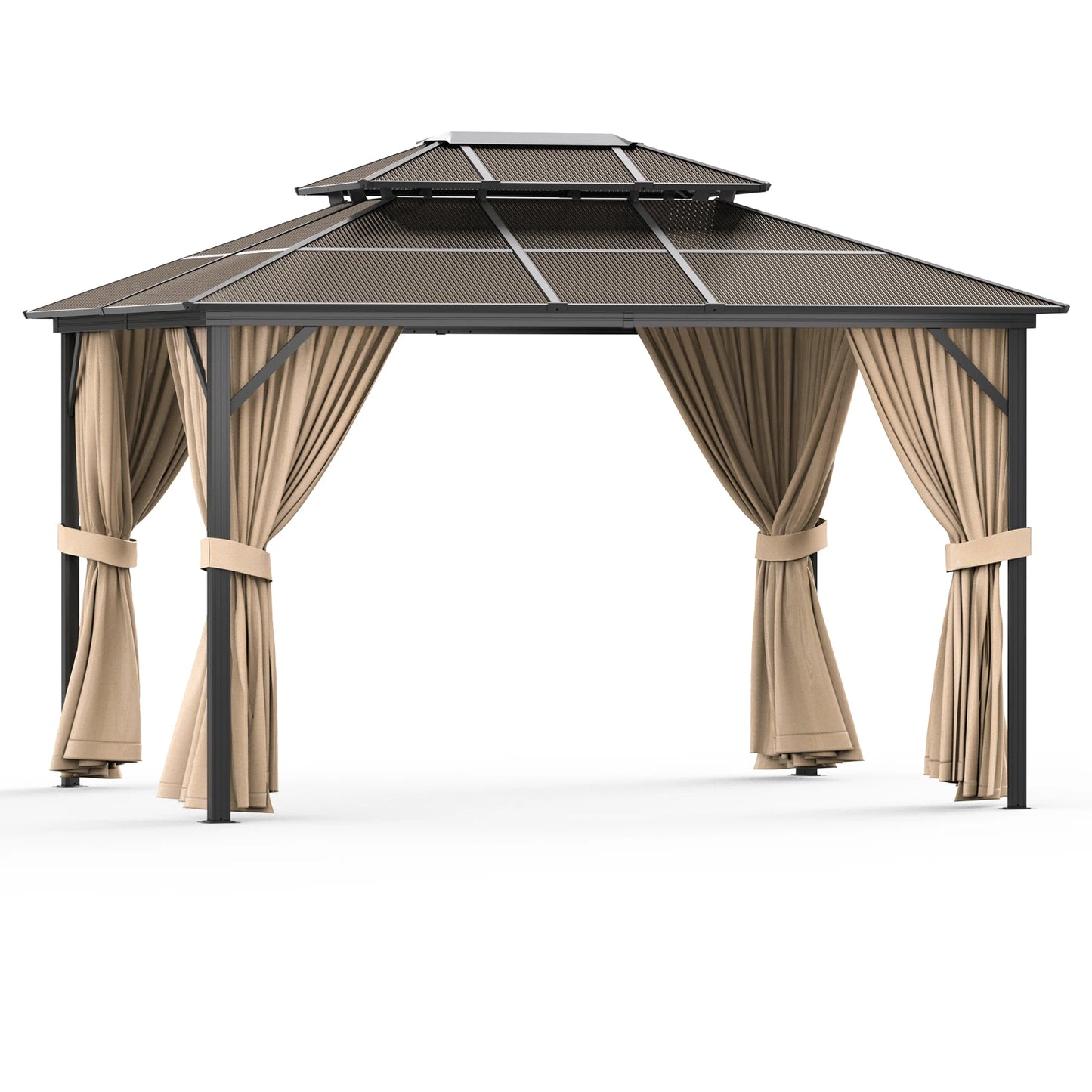 Hardtop Gazebo 10'x13', Double Polycarbonate Sheet Roof