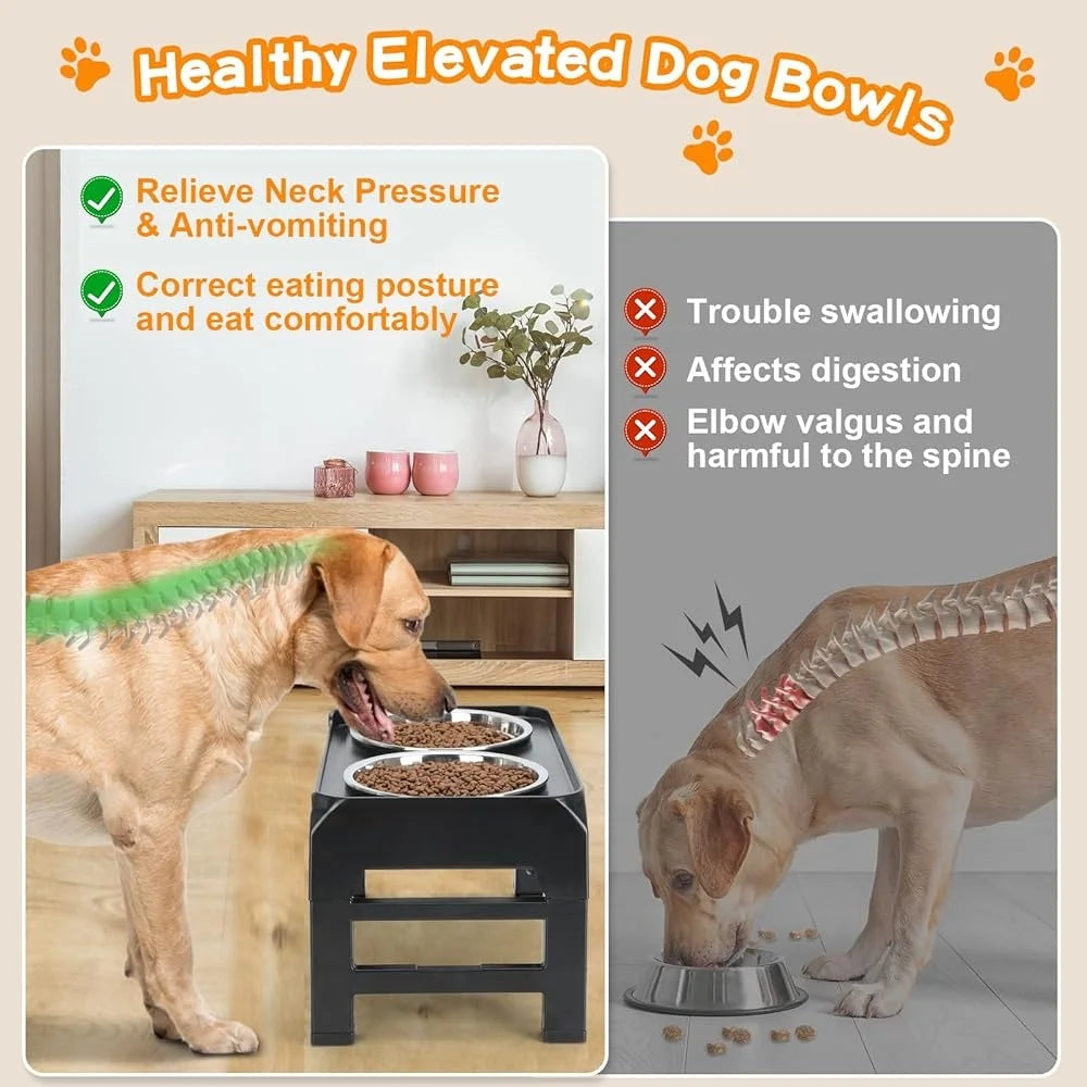 Foldable Adjustable Dog Bowl Stand with Non-Slip Base