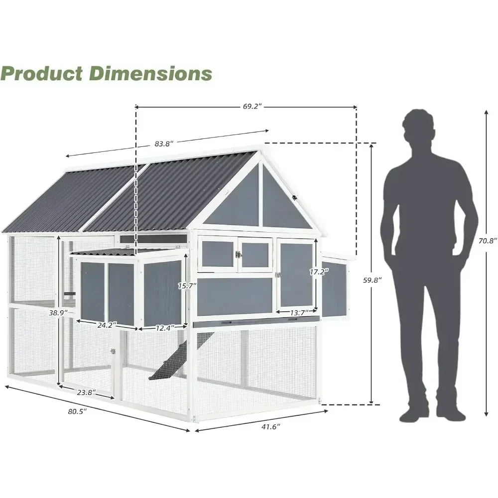 Large Chicken Coop, for 8-10 with Run