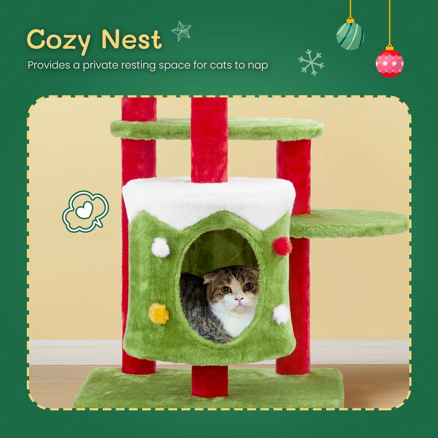 32in Christmas Themed Cat Tower