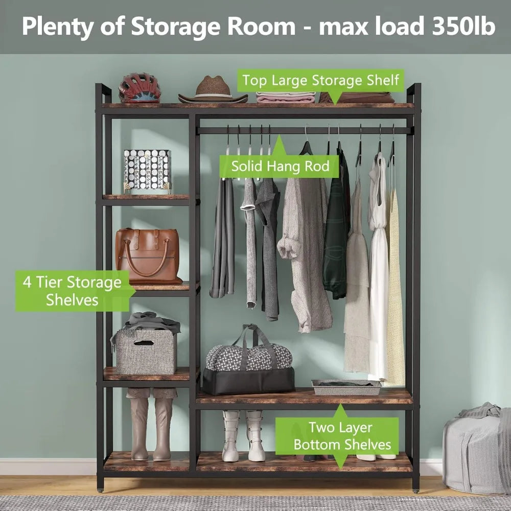 Free-standing Closet Organizer with 6 Storage Shelves