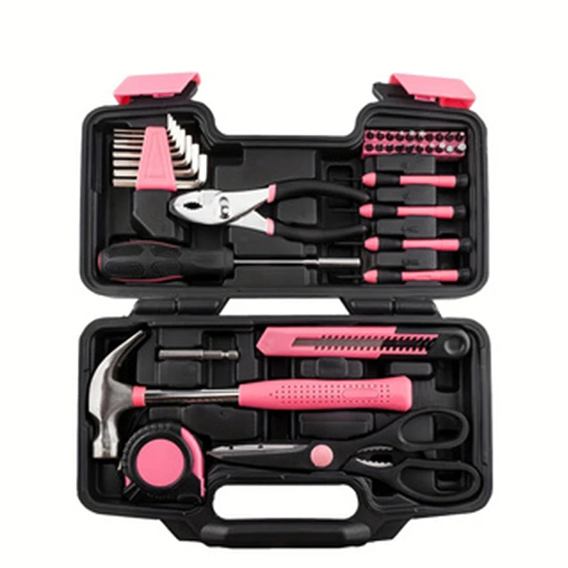 39-Piece All-Purpose Household Pink Tool Kit