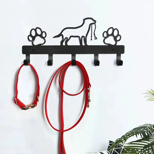 Metal Paw Pet Dog Hanger with 5 Hooks