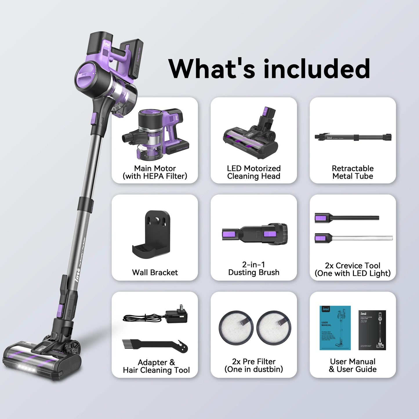 INSE S10 Cordless Vacuum Cleaner, 6-in-1 Stick Vacuum