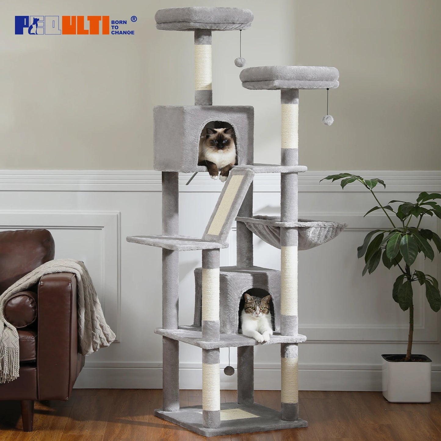 Large Tree Tower for Indoor Cats Multi-Level Plush
