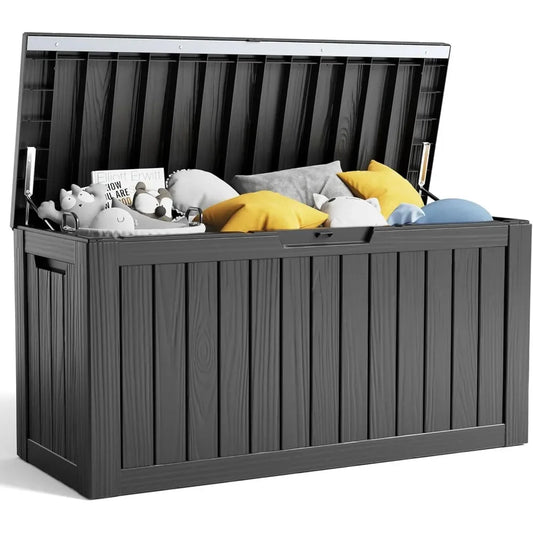 80 Gallon Resin Deck Box, Lockable Patio Outdoor Storage Box