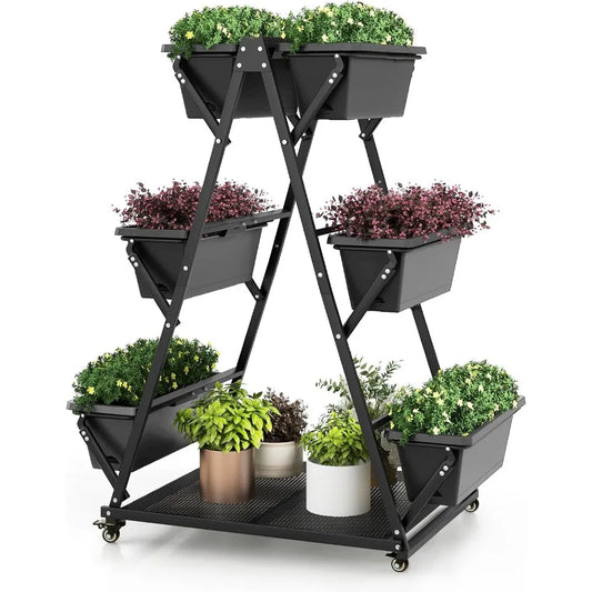 Plant Stand. 6-Tier Rolling Raised Garden Bed, Vertical Planter Stand