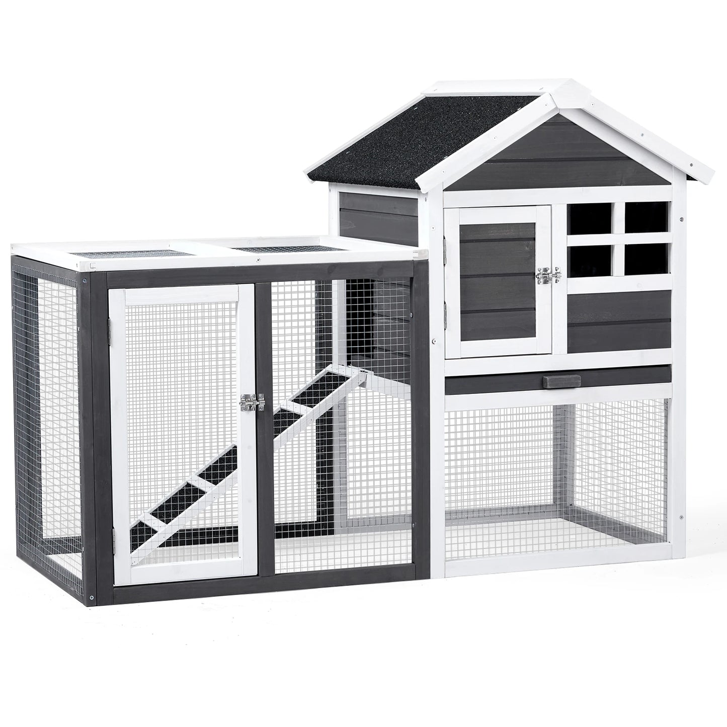 Wooden Rabbit Hutch Outdoor Chicken Coop Indoor Bunny Cage with Run