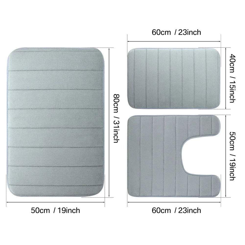 Black Memory Foam Bath Mat Soft Comfortable