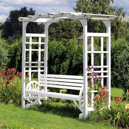 55" Rustic Wooden Wheel Bench