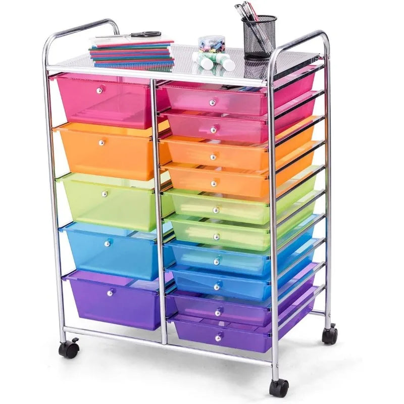 15-Drawer Rolling Storage Organizer Cart