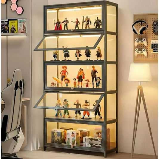 Curio Display Cabinet, 5-Tier Storage Shelves with Acrylic Glass Door